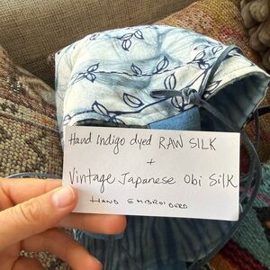 Vintage Hand Indigo Dyed Raw Silk Japanese bag